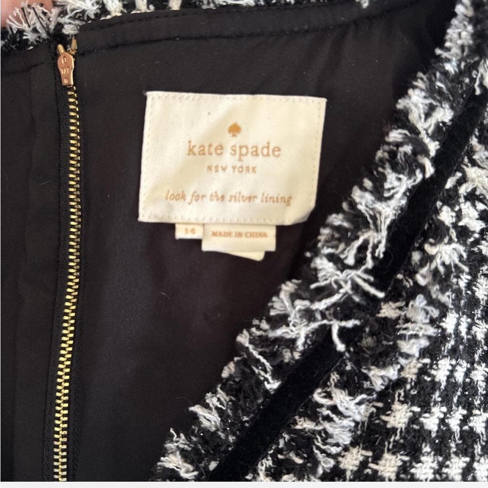 Kate Spade Black and White Women's Tweed houndstooth dress